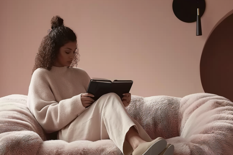 dusty pink sofa